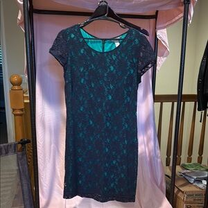 Elegant Teal Lace Dress